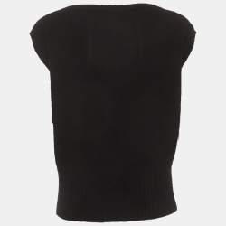Pre Owned Prada Black Cashmere Knit Button-Up Sweater Vest L
