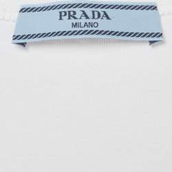 Pre Owned Prada White Ribbed Knit Triangle Logo Plaque Jersey Tank Top XS