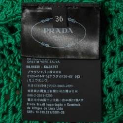 Pre Owned Prada Green Logo Embroidered Crochet Sheer Crop Top XS