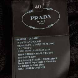 Pre Owned Prada Black Floral Lace Sheer Buttoned Crop Top S