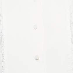 Pre Owned Prada White Poplin Ruffled Trim Button Down Tuxedo Shirt M