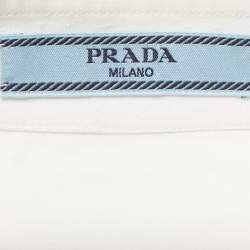Pre Owned Prada White Poplin Ruffled Trim Button Down Tuxedo Shirt M