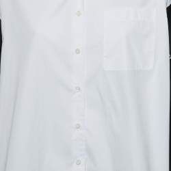 Pre Owned Prada White/Black Cotton Contrast Sleeve Oversized Shirt S