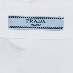 Pre Owned Prada White/Black Cotton Contrast Sleeve Oversized Shirt S