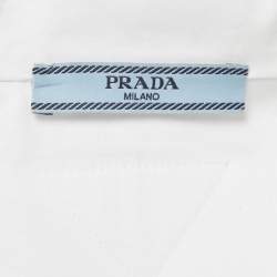 Pre Owned Prada White Embroidered Poplin Short Sleeve Bowling Shirt S