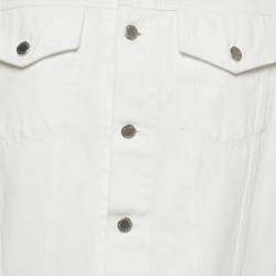 Pre Owned Prada White Triangle Logo Plaque Embellished Denim Blouson Jacket XXL 