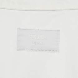 Pre Owned Prada White Triangle Logo Plaque Embellished Denim Blouson Jacket XXL 