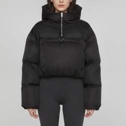مملوكة مسبقًا Prada Black Re-Nylon Drawstring Cropped Hoodie S