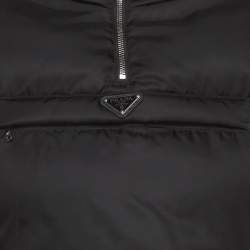 مملوكة مسبقًا Prada Black Re-Nylon Drawstring Cropped Hoodie S