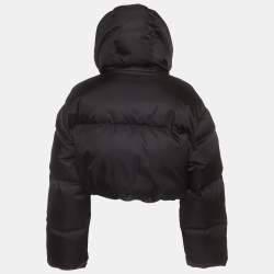 مملوكة مسبقًا Prada Black Re-Nylon Drawstring Cropped Hoodie S
