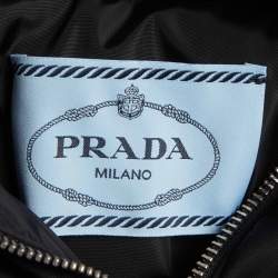 مملوكة مسبقًا Prada Black Re-Nylon Drawstring Cropped Hoodie S
