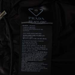 مملوكة مسبقًا Prada Black Re-Nylon Drawstring Cropped Hoodie S