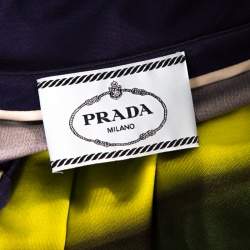 Prada Multicolor Silk Jersey Long Sleeve Belted Dress S