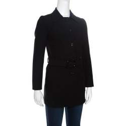 Pre Owned Prada Black Belted Coat S