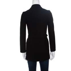 Pre Owned Prada Black Belted Coat S