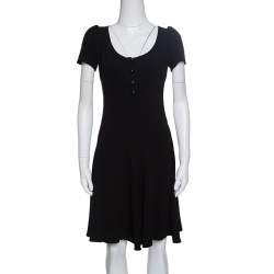Pre Owned Prada Black Crepe Paneled Dress S