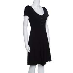 Pre Owned Prada Black Crepe Paneled Dress S