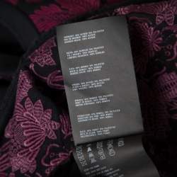 Prada Black and Wine Floral Lace Applique Detail Cotton Crew Neck T Shirt XS