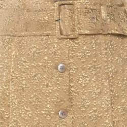 مملوكة مسبقًا تنورة ميدي برادا جاكار مورد ذهبي اللون بحزام بطيات S