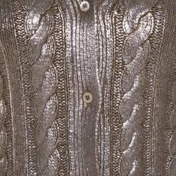 Pre Owned Prada Brown Metallic Coated Cable Knit Wool and Cashmere Cardigan S