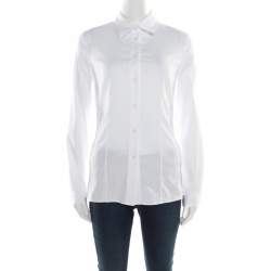 Prada White Cotton Button Front Long Sleeve Shirt S