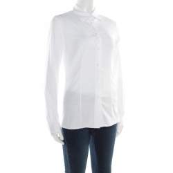 Prada White Cotton Button Front Long Sleeve Shirt S