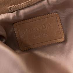 Prada Beige Lamb Leather Zip Front Biker Jacket S
