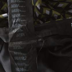 Pre Owned Prada Green Geometric Pattern Silk Embellished Hem Detail Trousers M 