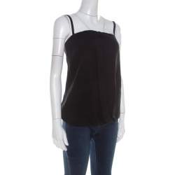 Pre Owned Prada Black Crepe Draped Front Detail Top S  