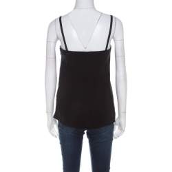 Pre Owned Prada Black Crepe Draped Front Detail Top S  
