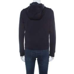 Pre Owned Prada Navy Blue Cotton Knit Zip Front Hooded Jacket M