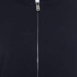 Pre Owned Prada Navy Blue Cotton Knit Zip Front Hooded Jacket M