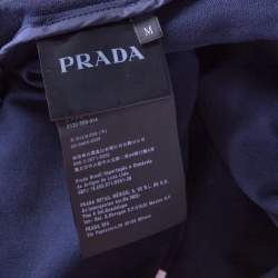 Pre Owned Prada Navy Blue Cotton Knit Zip Front Hooded Jacket M
