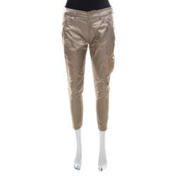 Prada Beige Silky Zip Detail Cargo Pants S