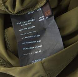 Pre Owned Prada Olive Green Silk Blend Pocket Detail Long Sleeve Top XS