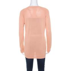 Prada Pastel Orange Knitted V-Neck Loose Pullover S