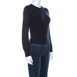 Pre Owned Prada Navy Blue Wool & Cashmere Knit Sweater S