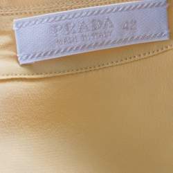 Pre Owned Prada Yellow Silk Button Down Short Sleeve Shirt M