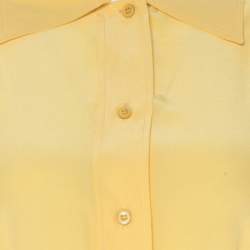 Pre Owned Prada Yellow Silk Button Down Short Sleeve Shirt M
