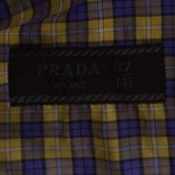 Pre Owned Prada Purple and Yellow Checked Cotton Button Front Shirt S