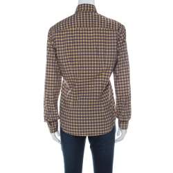 Pre Owned Prada Purple and Yellow Checked Cotton Button Front Shirt S