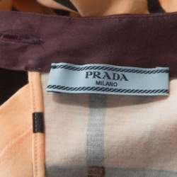 Pre Owned Prada Multicolor Printed Cotton Silk Peplum Detail Tunic Top L