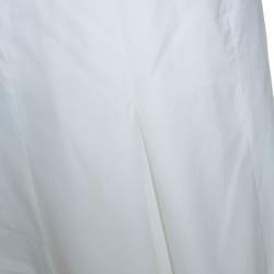 Pre Owned Prada Off White Cotton Blend Midi Skirt L