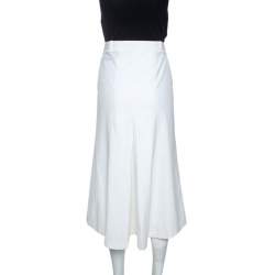 Pre Owned Prada Off White Cotton Blend Midi Skirt L