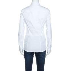 Prada White Stretch Cotton Blend Button Front Fitted Shirt S