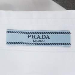 Prada White Stretch Cotton Blend Button Front Fitted Shirt S