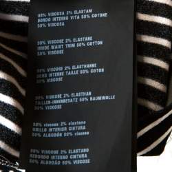 Pre Owned Prada Black and White Crepe Illusion Stripe Butterfly Sleeve Dress M
