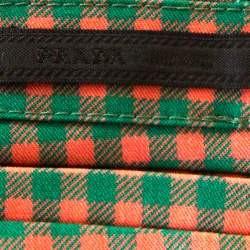 Prada Green and Peach Checkered Wool Blend Fitted Trousers M