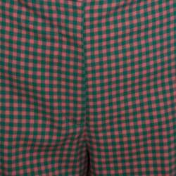 Prada Green and Peach Checkered Wool Blend Fitted Trousers M