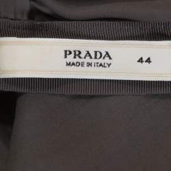 Prada Grey Silk Draped Front Short Sleeve Tunic Top M 
